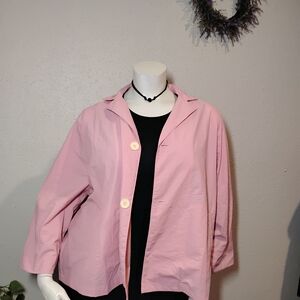 Plus Size Pink Water Repellent Jacket with Pockets